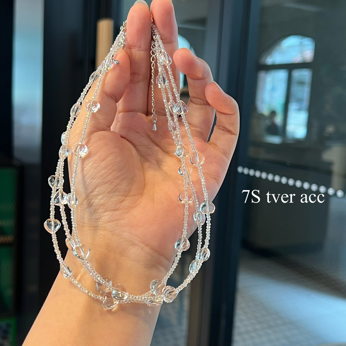 现】tver韩国东大门波光粼粼透明爱心琉璃透光项链 锁骨链Choker