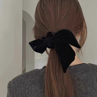 tver Acc韩国东大门丝绒不对称蝴蝶结发圈秋冬小香风气质