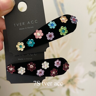 Tveracc韩国东大门正品紫钻花丝绒发夹女 轻奢刘海夹边夹碎发夹