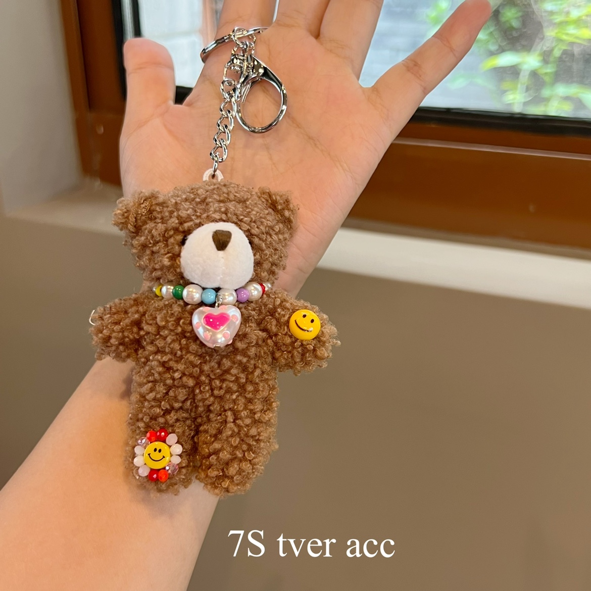 【现货】tver韩国正品代购毛绒戴项链笑脸可爱小熊包挂件钥匙扣