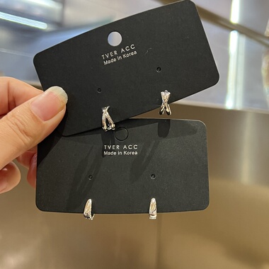 tveracc 韩国正品李松河双环交叉耳钉耳扣女 耳环中性简约耳饰