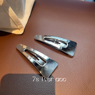 tver Acc韩代银色几何三角发夹亚克力发饰女刘海夹简约春夏