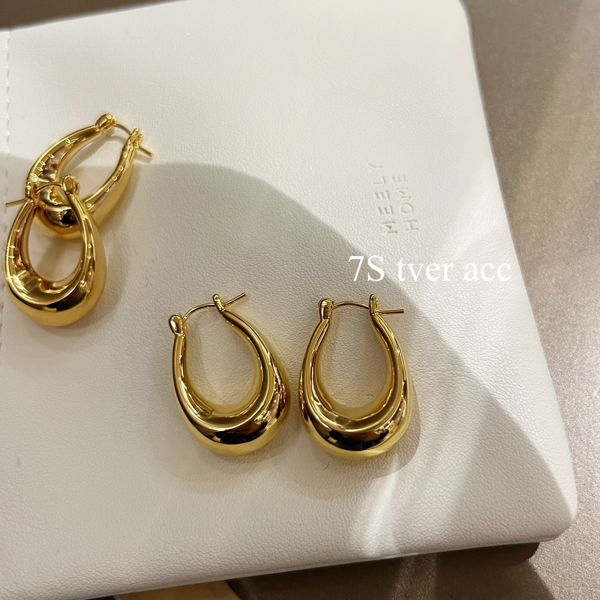 Tveracc韩国进口U型镀金耳环冷淡风小众设计几何耳扣耳饰 耳钉