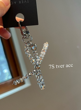 tver Acc韩国东大门银灰闪闪蝴蝶结钥匙扣 包包挂件 手机配饰