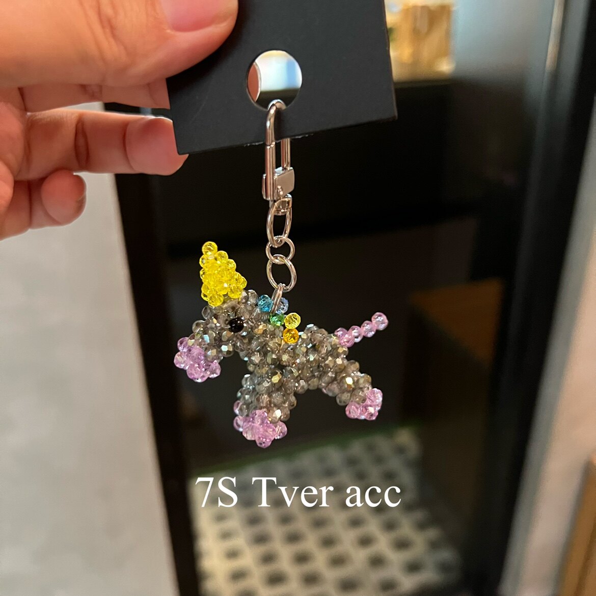 Tver acc韩国进口水晶串珠独角兽钥匙扣包包挂件