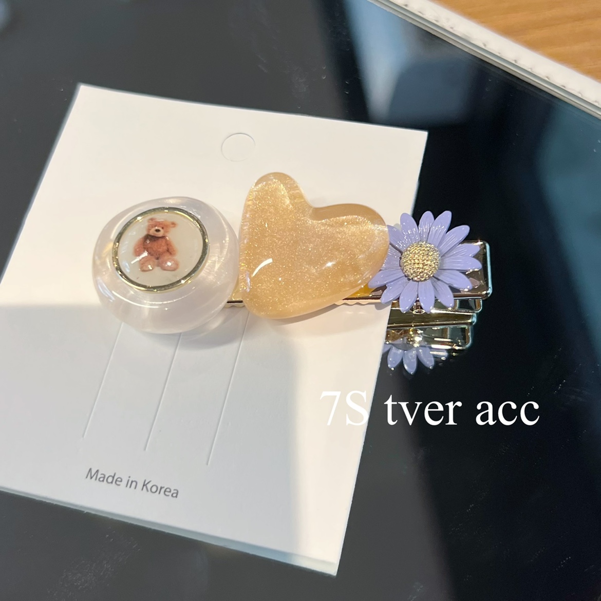 韩国进口细闪爱心小熊发夹女侧边刘海夹子头饰发卡发饰 商场同款
