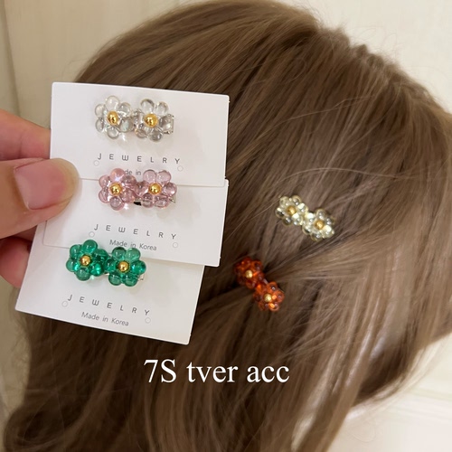 Tver acc韩国进口mini迷你粉白花朵弹簧夹头饰 刘海发卡小号夹