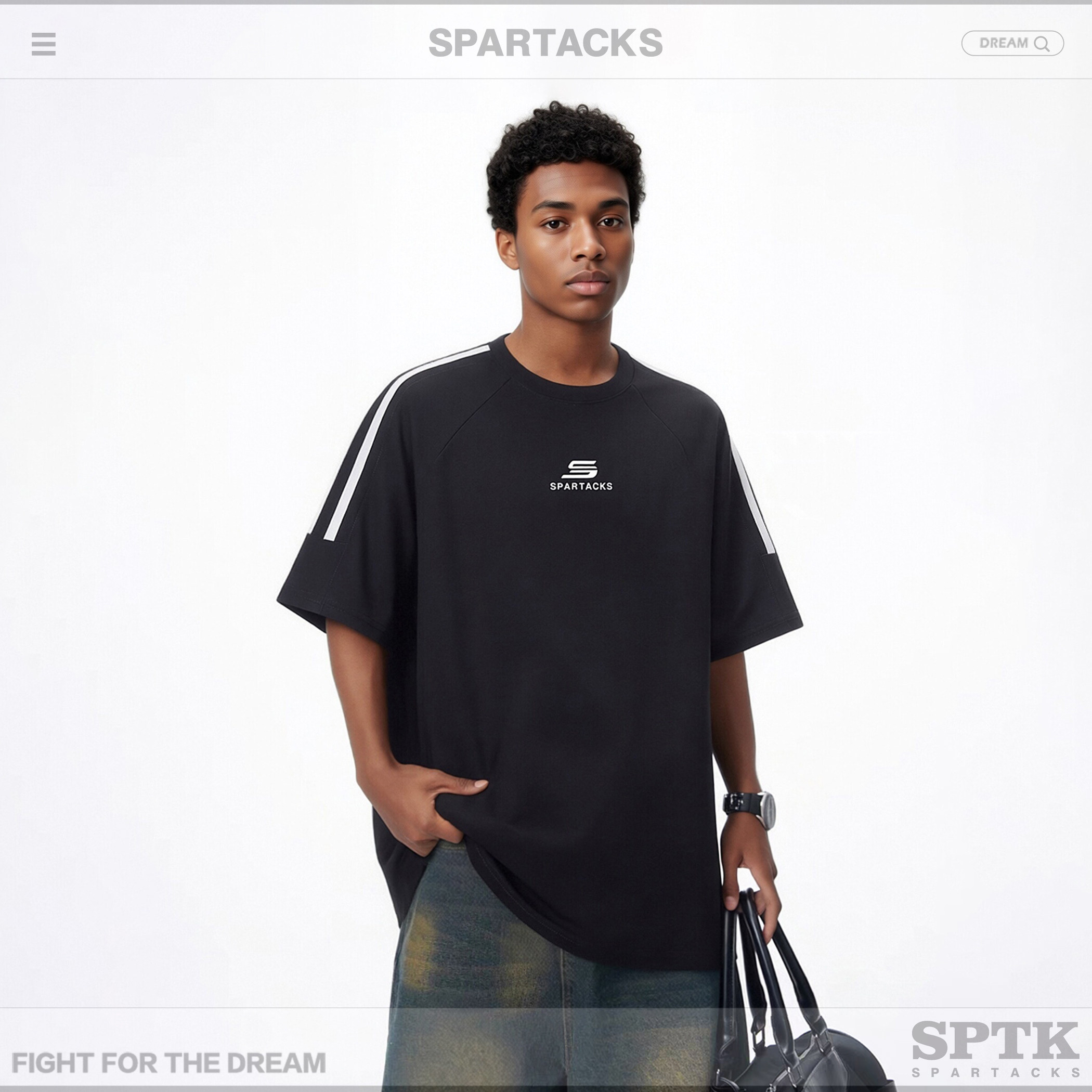 spartacks美式莱赛尔三条杠短袖t恤男2026夏季新款冰丝凉感半袖T