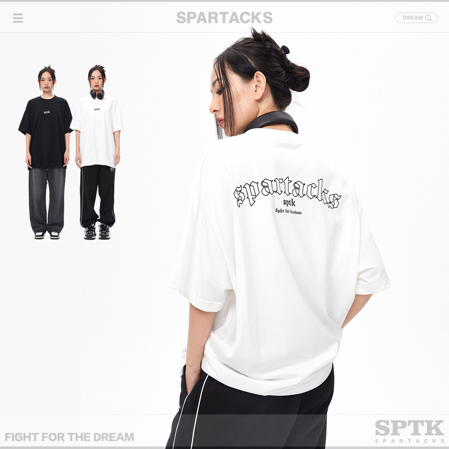 SPARTACKS美式风字母印花短袖T恤男女宽松潮牌重磅大码上衣夏季