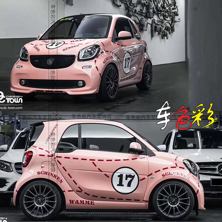 奔驰smart 粉猪改装拉花 知豆D1D2SD3 宝马MINI Cooper改装饰车贴