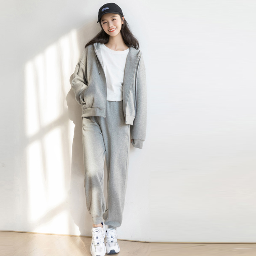 运动套装女秋季新款学生宽松韩版网红洋气卫衣休闲两件套跑步服潮