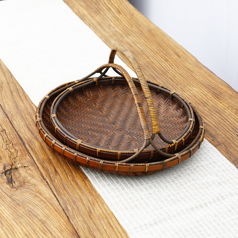 竹编复古茶点盘手工日式茶水果盘茶点心篮篮具简约收纳托盘品竹轩|ruв категории посуда, посуда, фрукты бассейна/компот/корзина - от Buy2taobao.com для оказания профессиональной услуги покупки агента Taobao