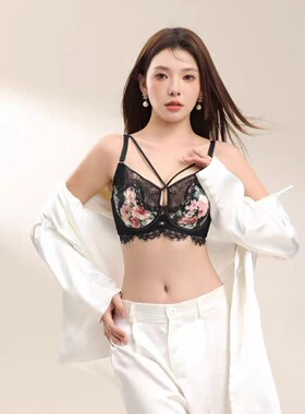 锋燕内衣真丝性感C杯超薄兔耳杯薄款调整聚拢收副乳文胸套16962B