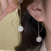 2023新款 潮人鱼姬珍珠耳线波浪长款 高级感轻奢金色耳饰小众气质女