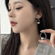设计感耳环小众金属冷淡风耳饰 几何灰珍珠耳扣个性 2024新款 潮时尚