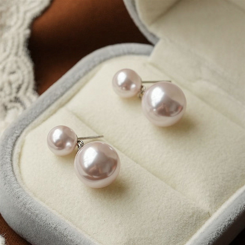 925银针气质双珠耳钉女经典新中式优雅日常通勤大气温柔轻奢耳环