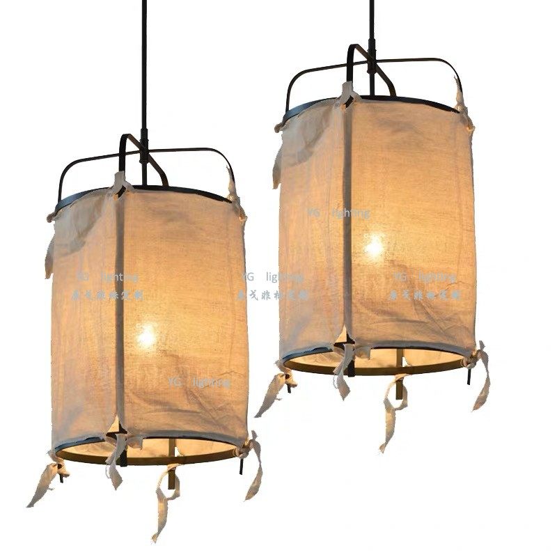 定制民宿风中式时尚餐厅会纱布艺灯笼灯具样板间客厅卧室餐厅吊灯