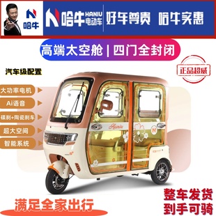 哈牛全封闭带棚星脉电动三轮车代步车家用车全家出行休闲电三轮车