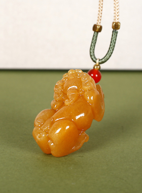 天然黄龙玉貔貅招财吊坠带证书