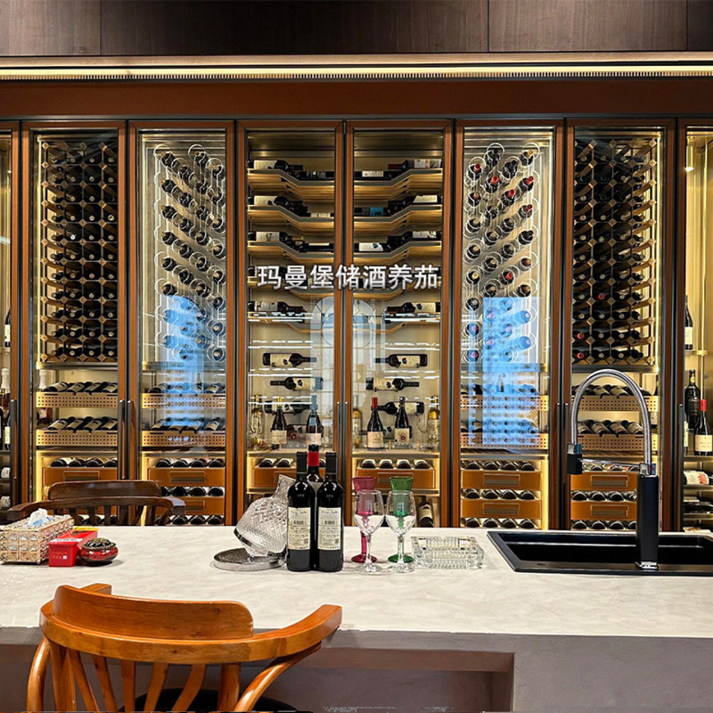 玛曼堡不锈钢酒柜定制恒温酒柜定做别墅酒柜白酒柜地下室酒窖酒柜