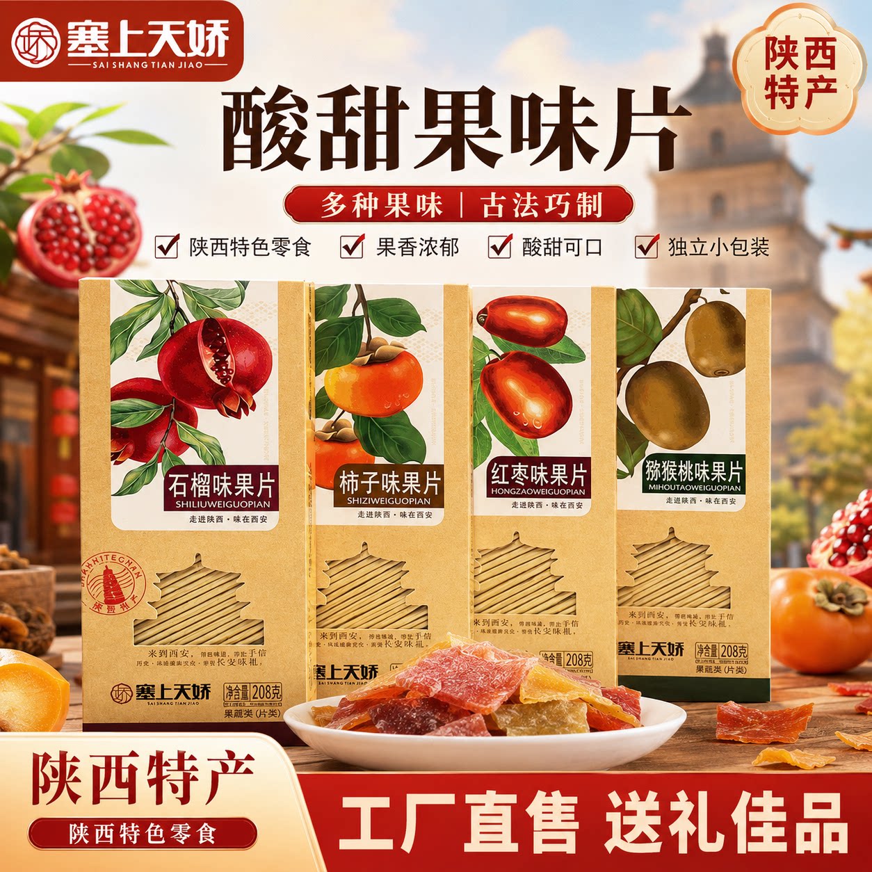 塞上天娇陕西石榴味果片独立装