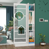 新中式 饰简约现代办公室栅栏镂空进门玄关柜 屏风隔断置物架客厅装