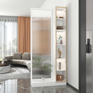 门对门的屏风隔断带柜子客厅现代简约实木入户长虹玻璃平风玄关柜