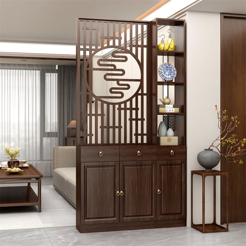 高品质屏风隔断柜置物架入户客厅实木正对门新中式玄关柜2026新款