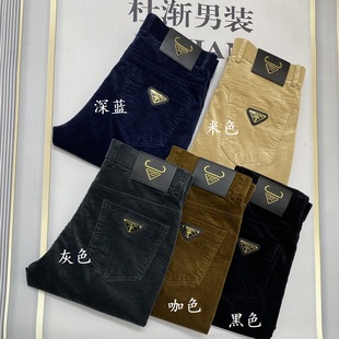 灯芯绒休闲裤 欧货新款 男式 春夏季 子小直筒 商务弹力裤 正码