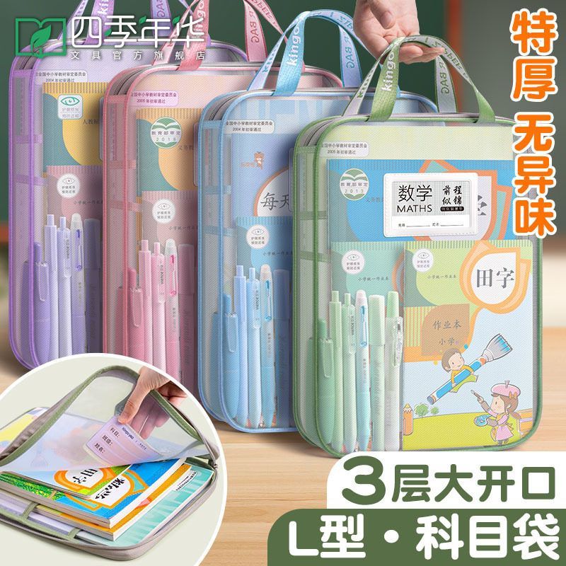 型科目分类袋透明文件袋拉链式