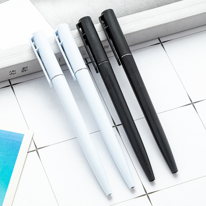 现货黑色扭动圆珠笔印logo银行酒店前台广告笔办公商务塑料促销笔