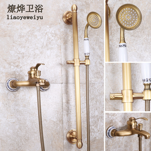 全铜水龙头复古入墙升降简易花洒