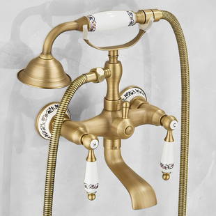 欧式仿古花晒喷头黑色淋浴花洒套装卫生间花撒沐浴淋浴器浴缸龙头