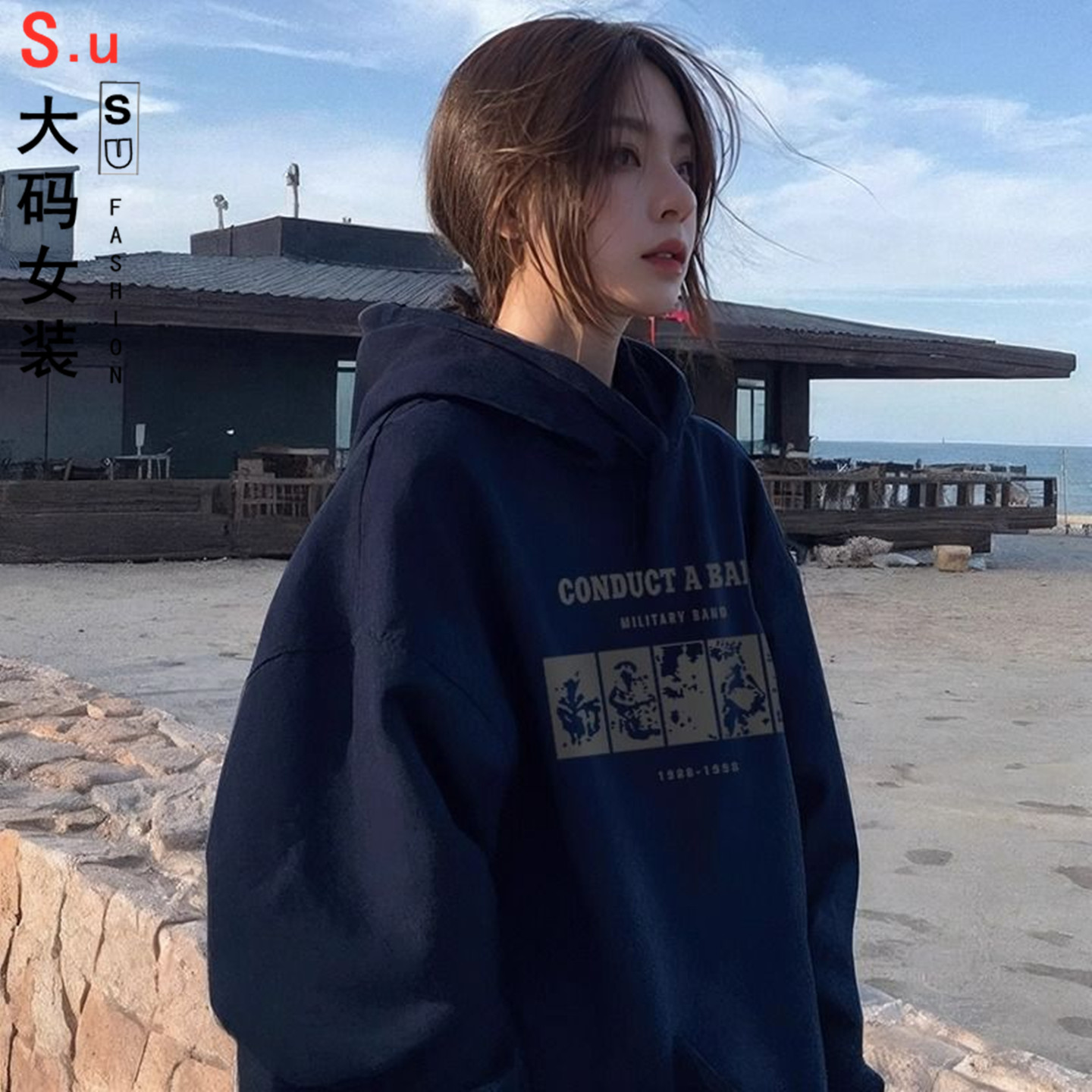 大码连帽卫衣女秋冬2026新款宽松慵懒春秋季外套加绒加厚女士上衣