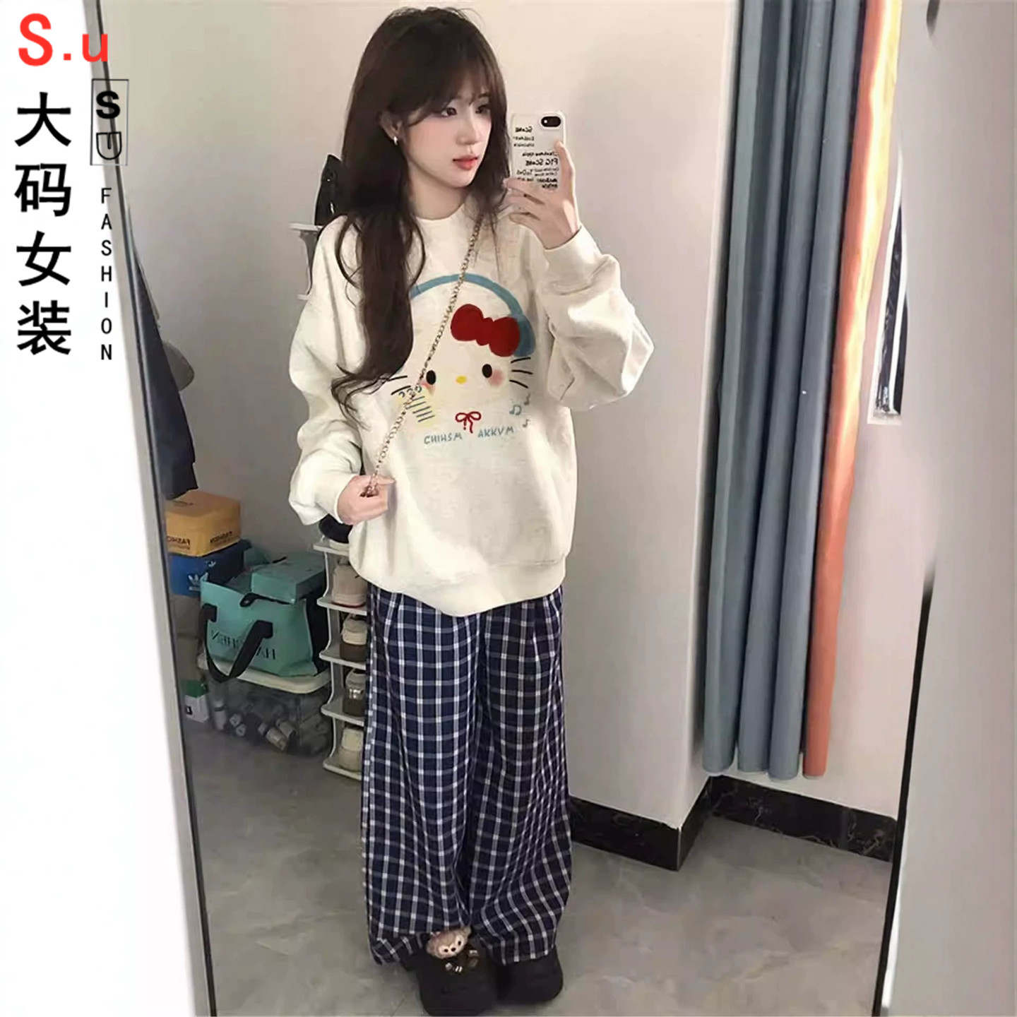 大码减龄日系可爱猫咪秋冬卫衣女加绒2026新款慵懒学院风穿搭上衣
