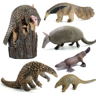儿童仿真稀有野生动物模型鸭嘴兽食蚁兽穿山甲犰狳塑胶动物摆件