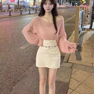 网红同款设计感粉粉少女镂空套头