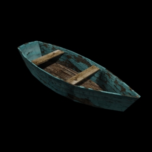 木船3D模型设计 破损小木船游戏场景素材 破旧贴图 犀牛 rhino