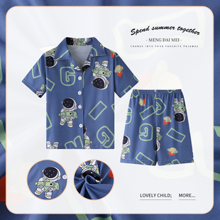 夏季儿童睡衣纯棉薄款粉色女童短袖夏天可爱开衫空调家居服两件套