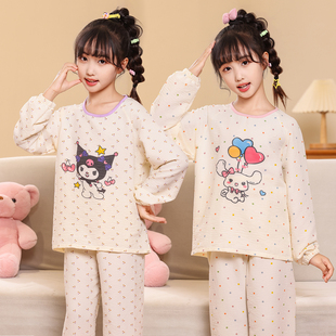 宝宝女童卡通中大童家居服 小孩子套装 儿童睡衣云朵棉长袖 春秋夏季