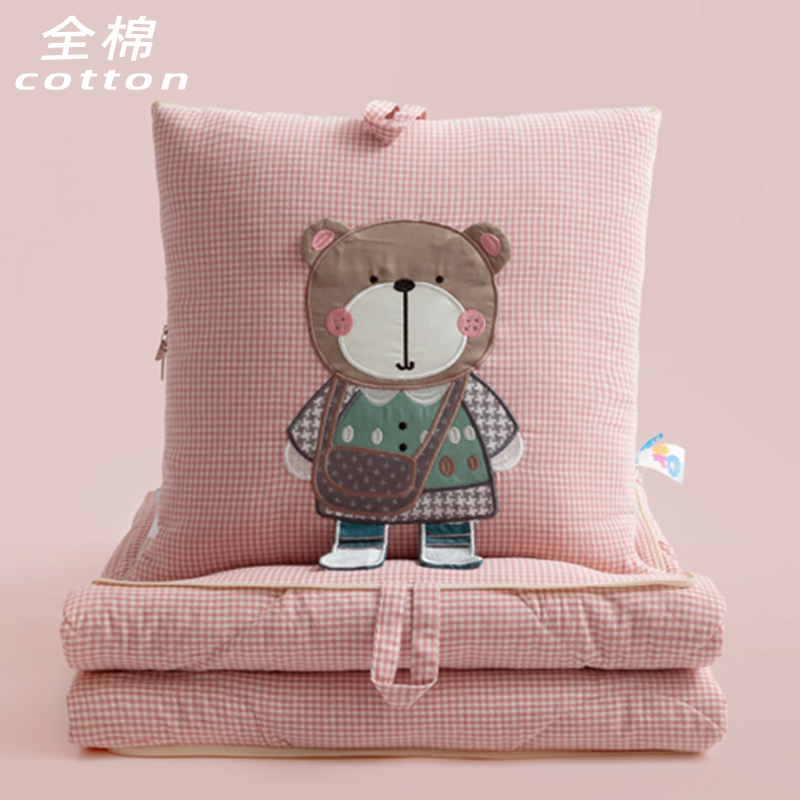 纯棉抱枕被子两用午休加厚汽车折叠枕头办公室午睡毯子二合一靠枕