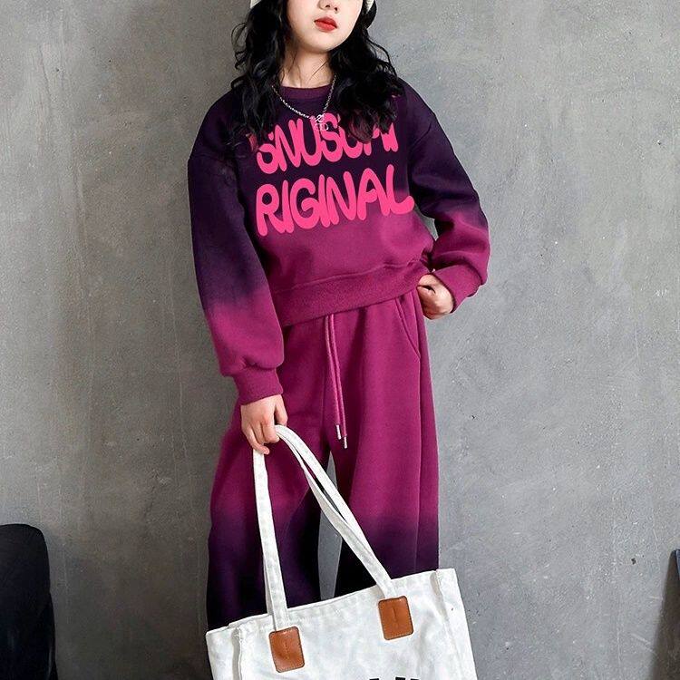 女童秋装套装2025新款韩系网红儿童装女孩春秋洋气运动卫衣两件套
