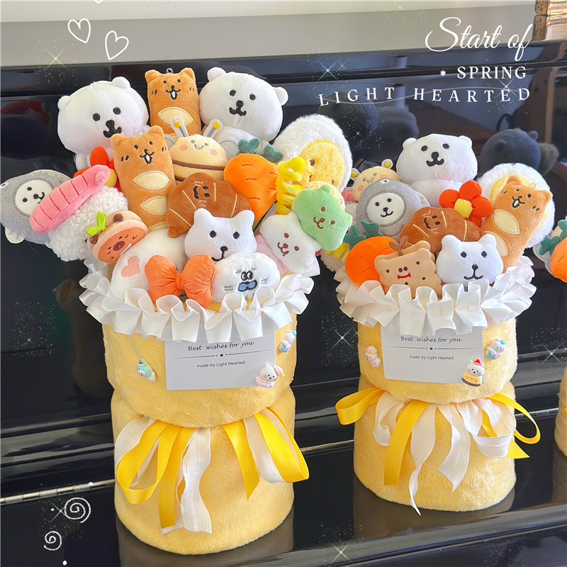 可爱小白熊毛绒公仔玩偶成品花束