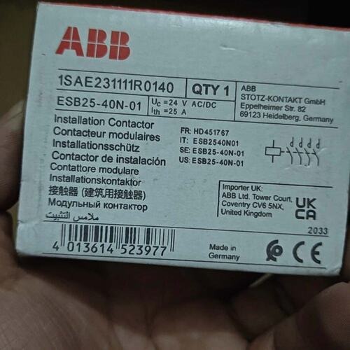 议价ABB接触器，接触器，ESB25-40N-01，1SAE34维修