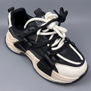 百搭小个子运动鞋 女厚底内增高休闲女鞋 潮 真皮老爹鞋 处理春秋新款