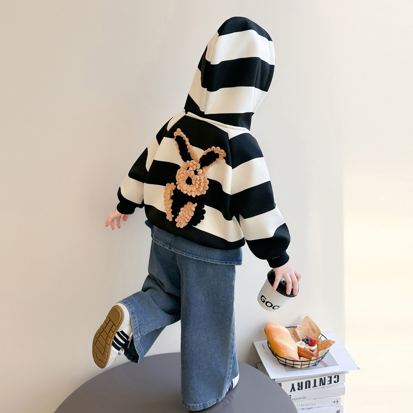 女童外套春秋款儿童洋气百搭大条纹兔子连帽开衫上衣2026新款卫衣,童装/婴儿装/亲子装,普通外套,淘宝优惠券,粉丝福利购,淘宝优惠卷