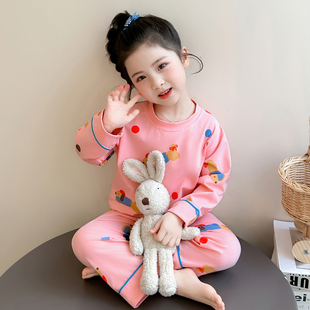 女童睡衣2026新款儿童春秋款长袖纯棉家居服分体套装女宝宝空调服