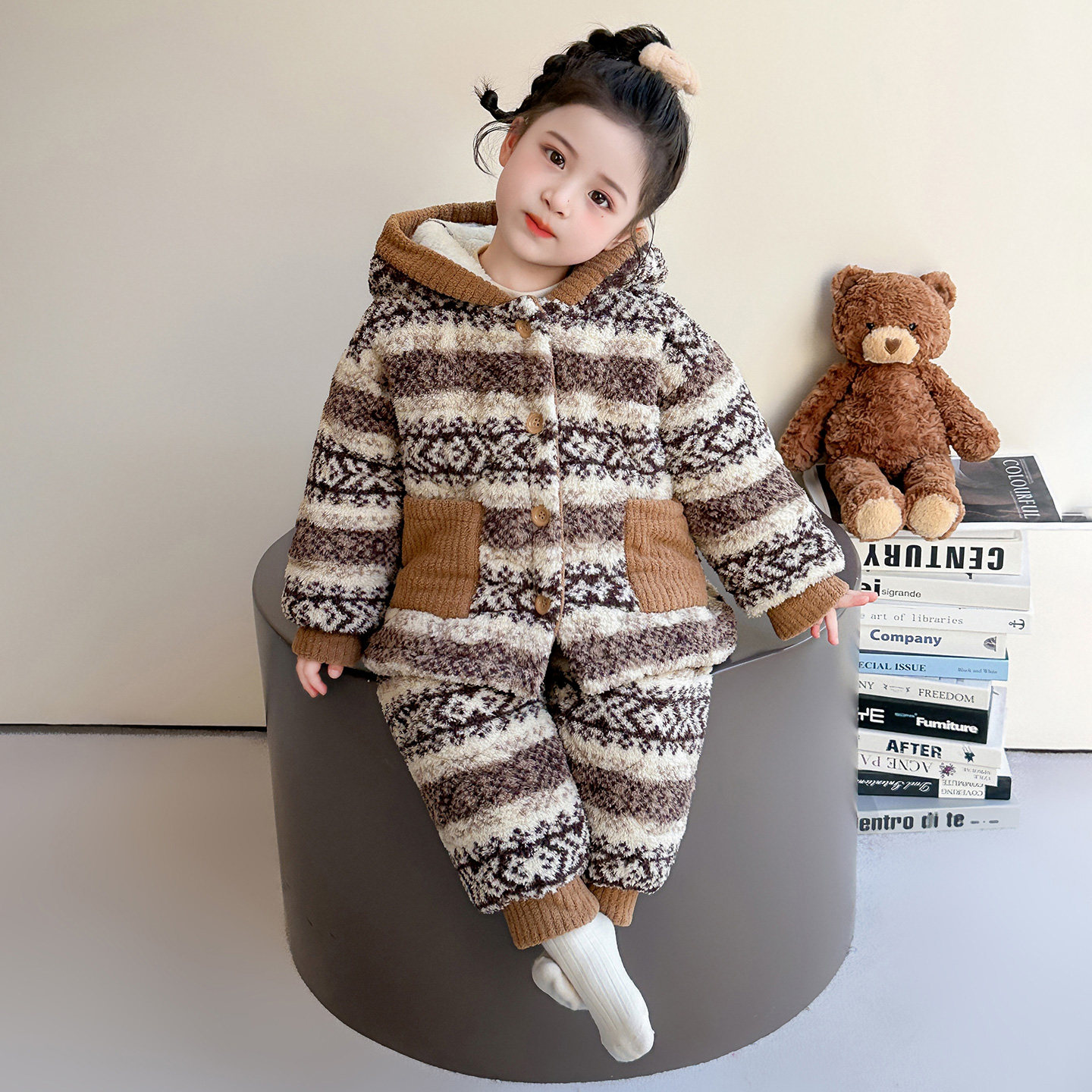 女童睡衣冬新款珊瑚绒连帽开衫套装宝宝法兰绒加绒加厚保暖家居服,童装/婴儿装/亲子装,家居服套装,淘宝优惠券,粉丝福利购,淘宝优惠卷