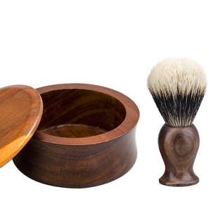 戈林斯兰实木剃须刷套装獾毛胡须泡沫刷剃须皂碗男士送礼泡沫刷子