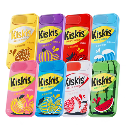 临期特价Kiskis酷滋维C清口含片糖果清凉薄荷糖柠檬口香糖零食